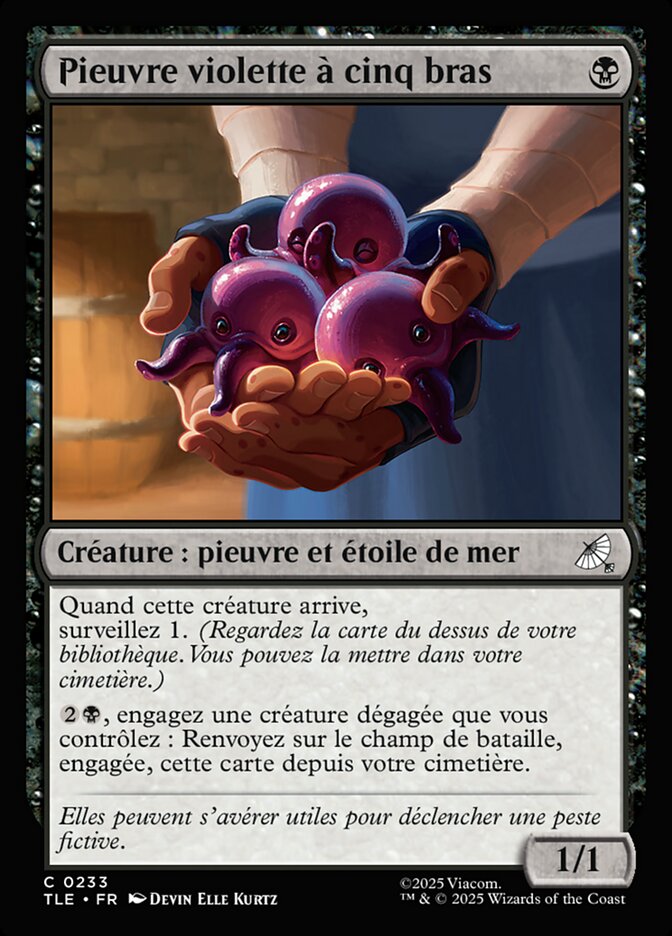 Pieuvre violette à cinq bras
