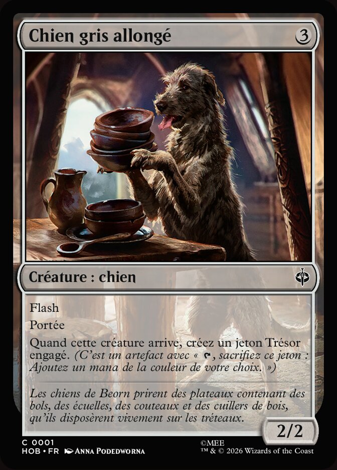 Chien gris allongé