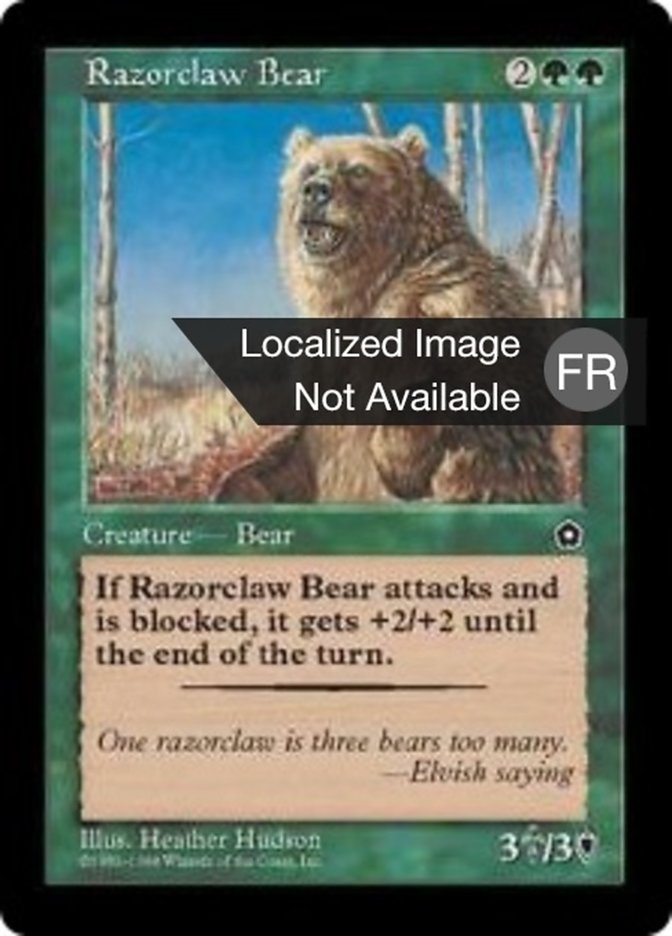 Ours aux griffes rasoir
