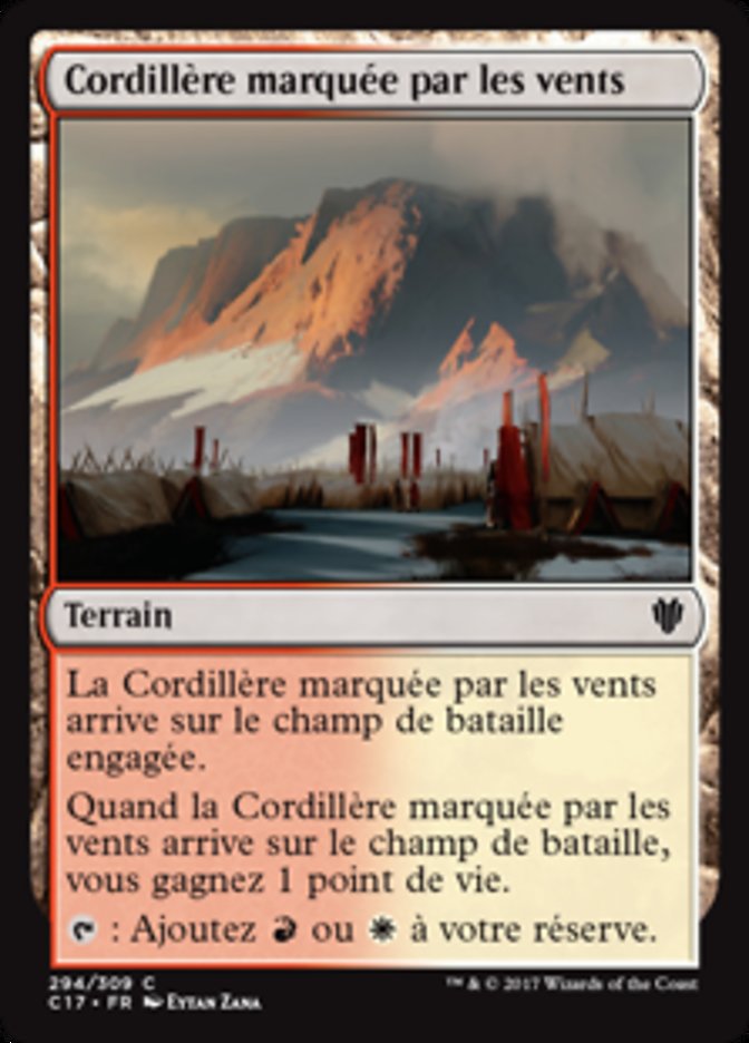 Cordillère marquée par les vents