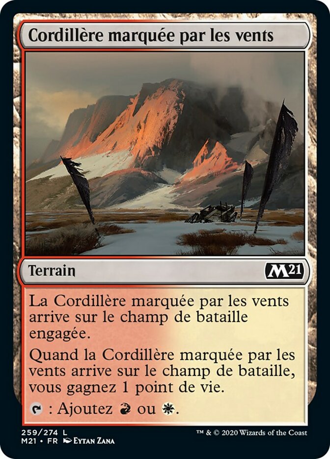Cordillère marquée par les vents