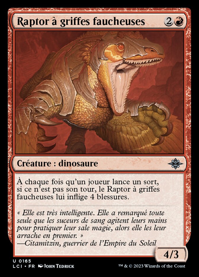Raptor à griffes faucheuses
